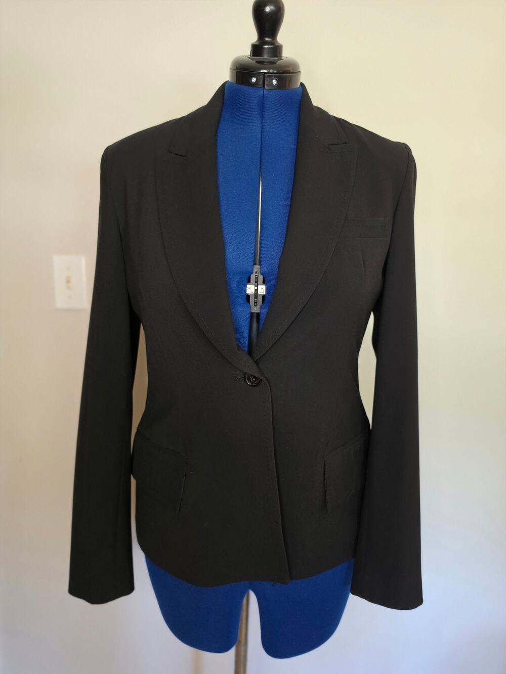 The Limited Stretch Black Career Blazer | One Button Tailored Jacket | Size 12
